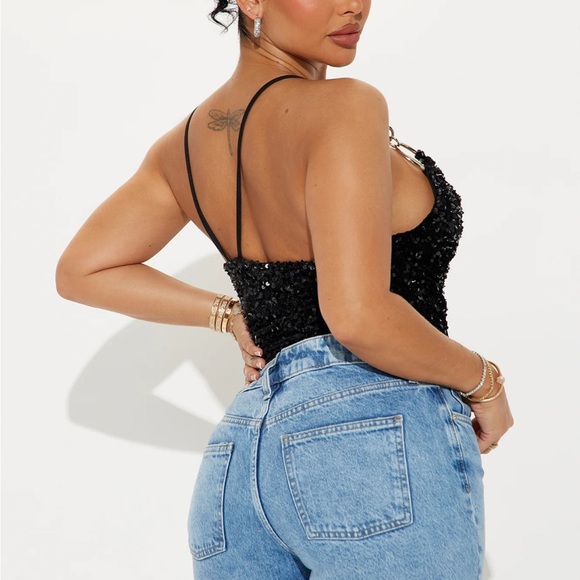 Black Sequin Halter Top - Picture 2 of 2